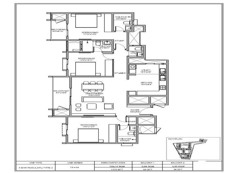 Birla Evara 3 BHK Floor Plan