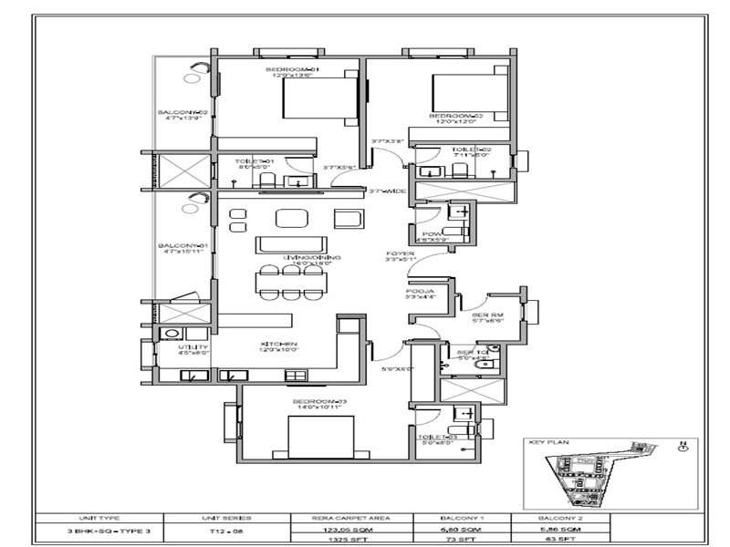 Birla Evara 3 BHK Floor Plan