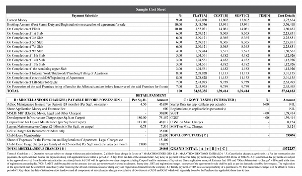 Birla Evara Cost Sheet